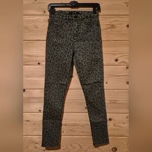 Joe's Gray/Black Leopard Print High Rise Skinny Ankle Jeans Size 25x27